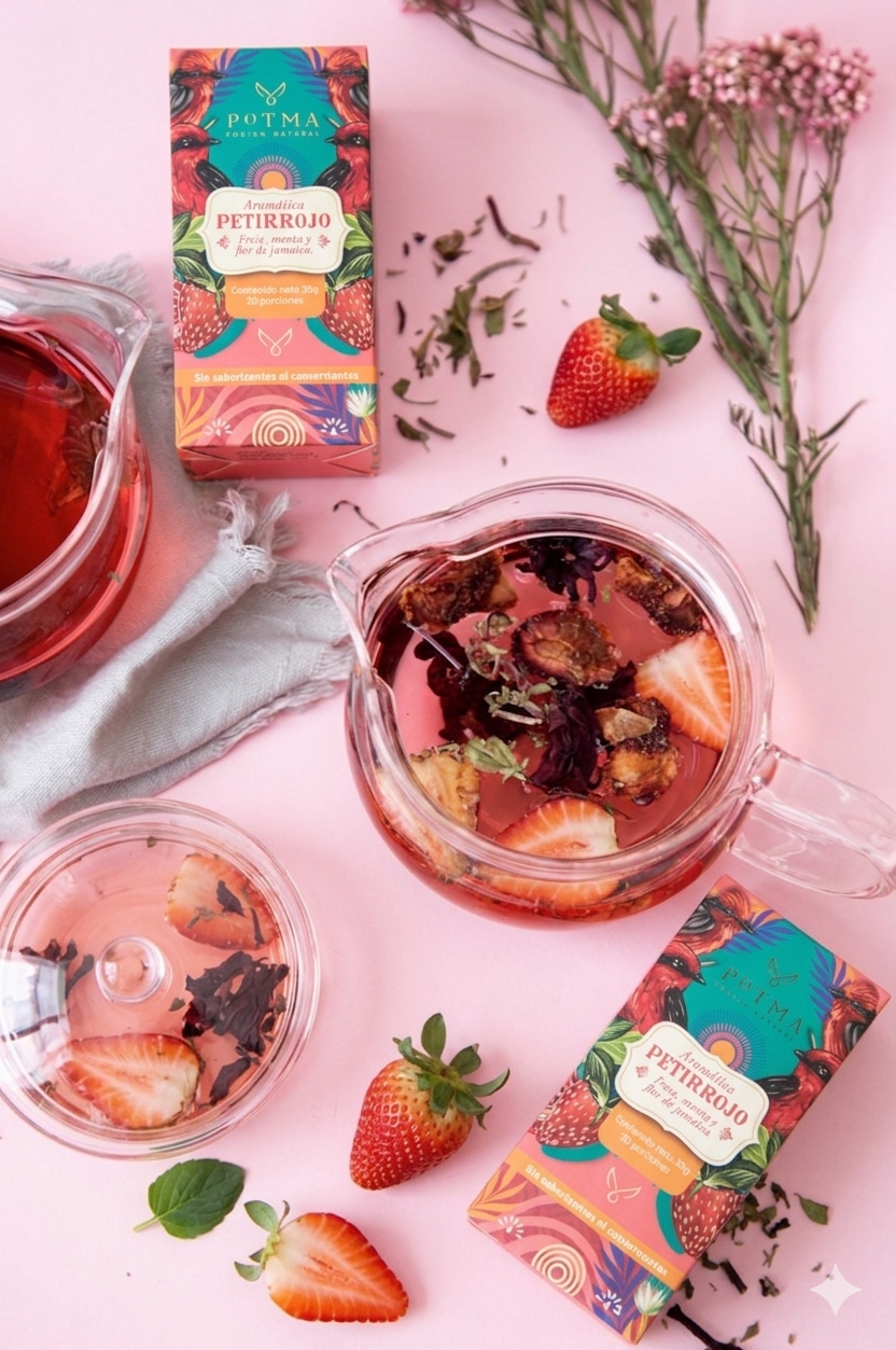 Petirrojo | Infusión natural de fresa, menta y flor de jamaica