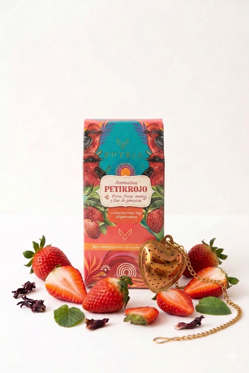 Petirrojo | Infusión natural de fresa, menta y flor de Jamaica con infusor