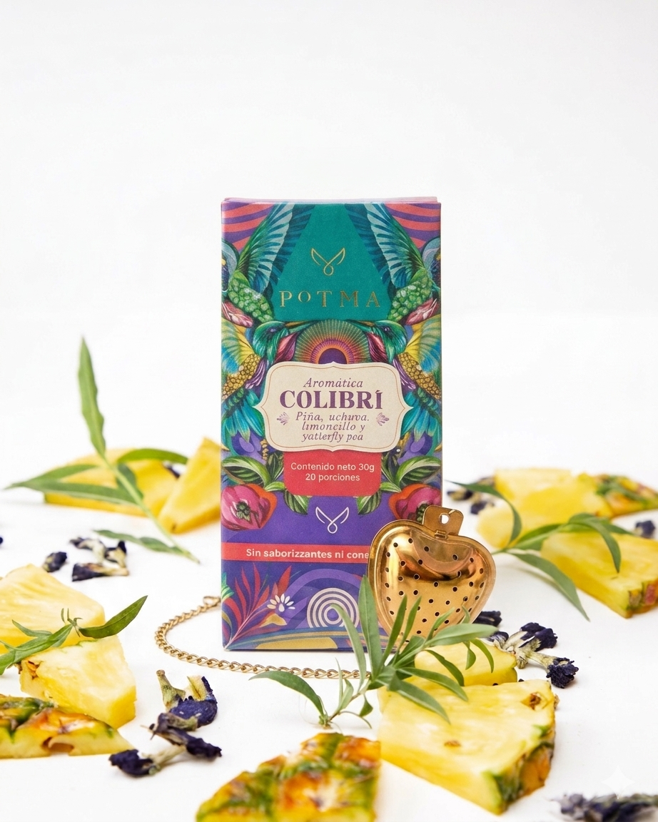 Colibrí | Infusión natural de piña, cidrón y butterfly pea con infusor