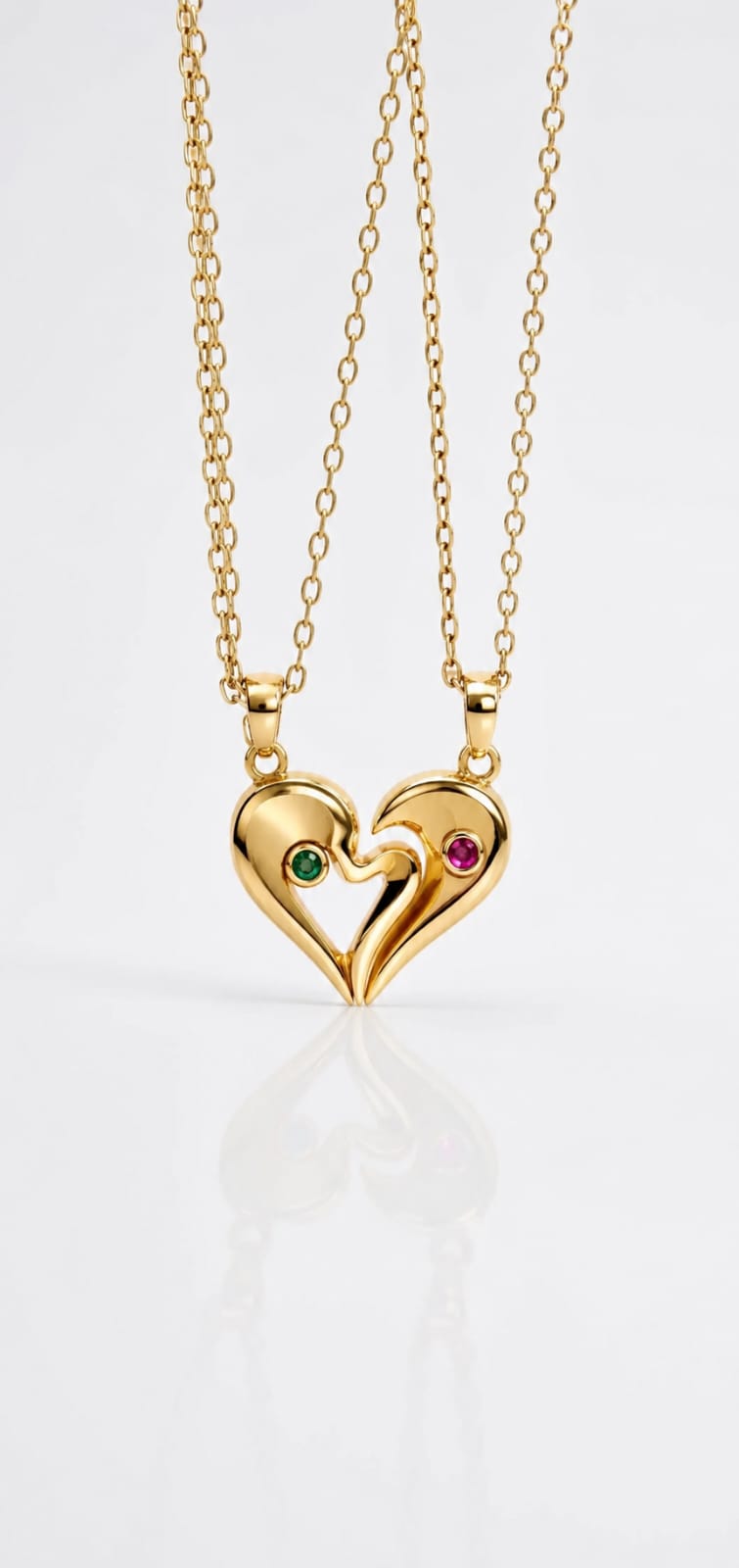 Collar corazón para compartir | Collar doble con dije magnético en baño de oro