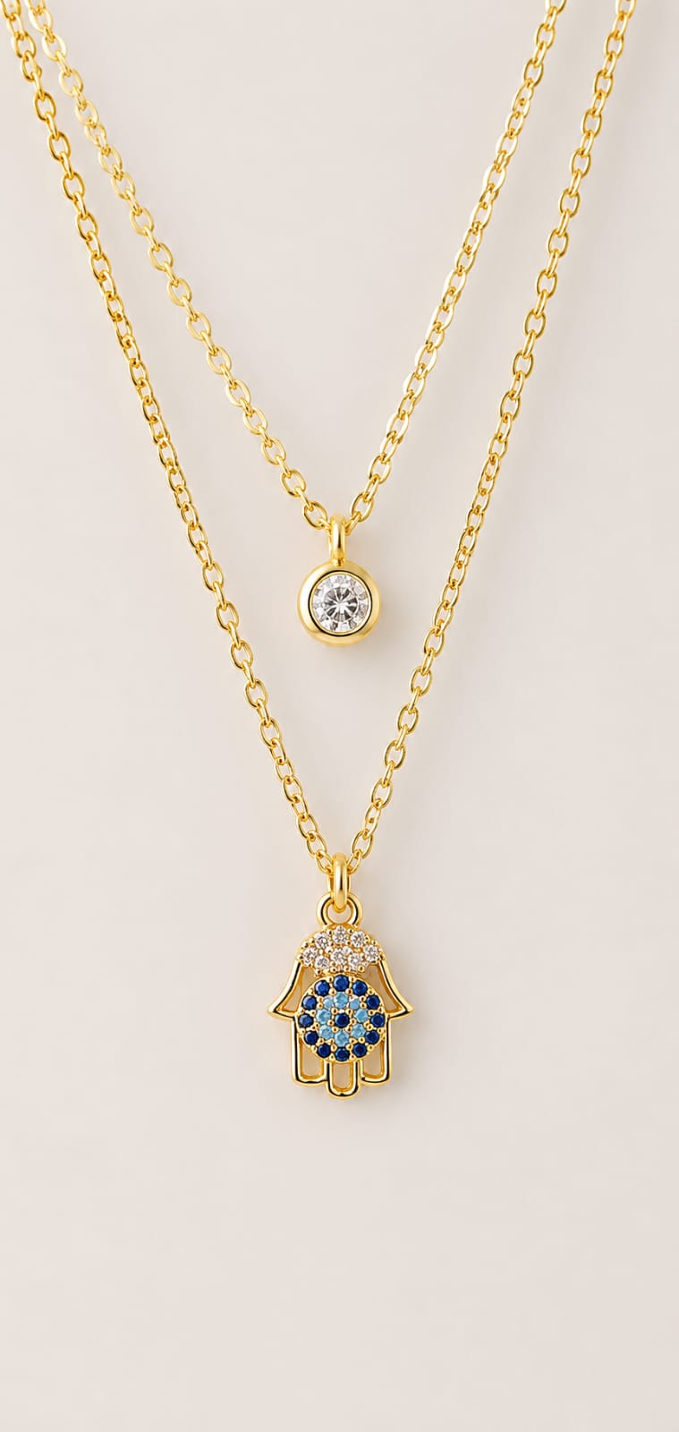 Collar Mano Hamsa | Collar con amuleto en baño de oro