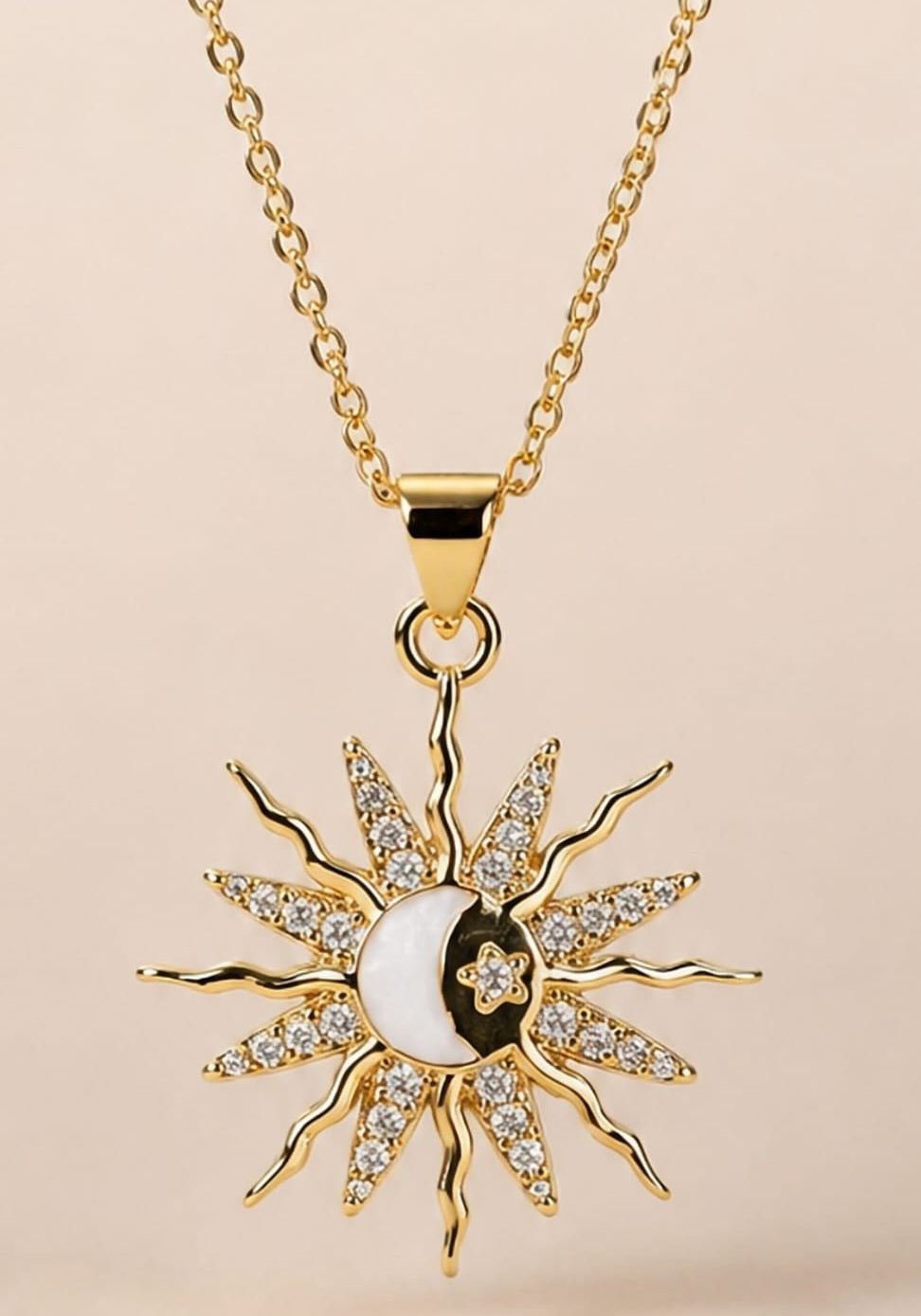 Set Sol y Luna | Collar y topos en baño de oro