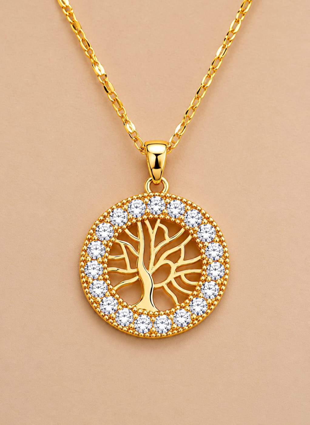 Set Árbol de la Vida | Collar y topos con cristales en baño de oro